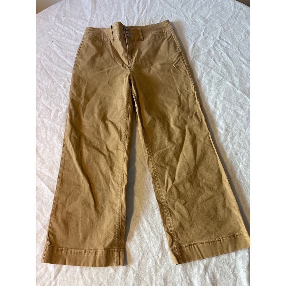 Loft Wide Leg Pants Womens 10 Tan High Rise Cropped Canvas